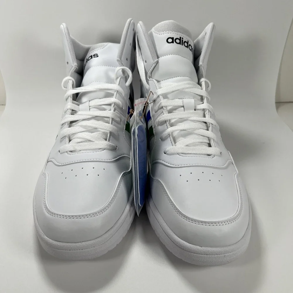 NEW adidas Men's 11.5 Hoops 3.0 Mid Basketball Shoe White/Green/Team Royal Blue - Picture 4 of 16